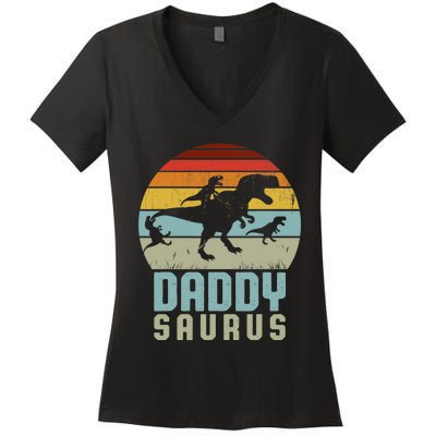 Daddysaurus Daddysaurus Rex Design Fathers Day Women's V-Neck T-Shirt