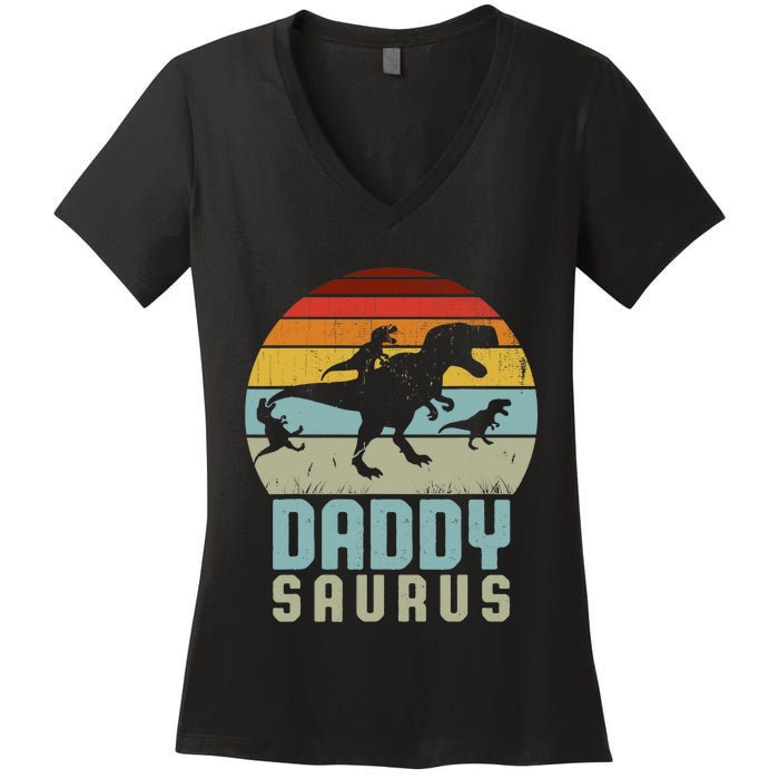 Daddysaurus Daddysaurus Rex Design Fathers Day Women's V-Neck T-Shirt