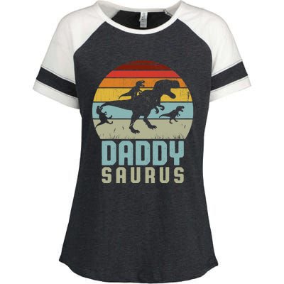 Daddysaurus Daddysaurus Rex Design Fathers Day Enza Ladies Jersey Colorblock Tee