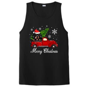 Dachshund Dog Riding Red Truck Christmas Decorations Pajama Cool Gift PosiCharge Competitor Tank