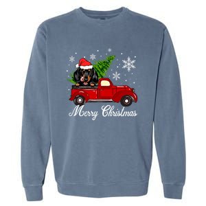 Dachshund Dog Riding Red Truck Christmas Decorations Pajama Cool Gift Garment-Dyed Sweatshirt