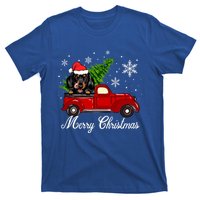 Dachshund Dog Riding Red Truck Christmas Decorations Pajama Cool Gift T-Shirt