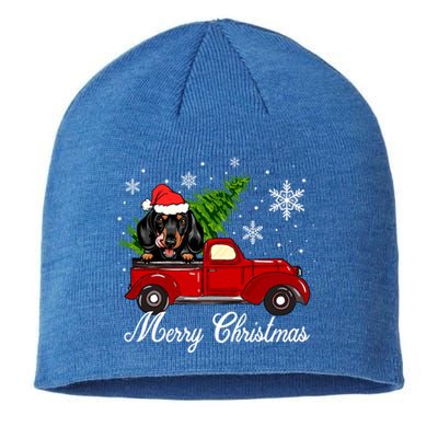 Dachshund Dog Riding Red Truck Christmas Decorations Pajama Cool Gift Sustainable Beanie