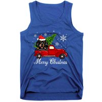 Dachshund Dog Riding Red Truck Christmas Decorations Pajama Cool Gift Tank Top