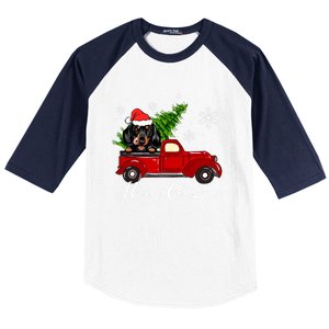 Dachshund Dog Riding Red Truck Christmas Decorations Pajama Cool Gift Baseball Sleeve Shirt