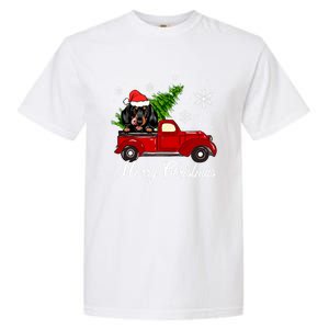 Dachshund Dog Riding Red Truck Christmas Decorations Pajama Cool Gift Garment-Dyed Heavyweight T-Shirt