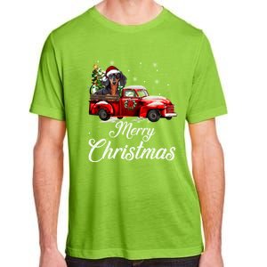 Dachshund Dog Riding Red Truck Christmas Decorations Pajama Gift Adult ChromaSoft Performance T-Shirt