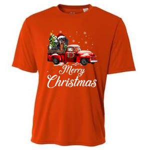 Dachshund Dog Riding Red Truck Christmas Decorations Pajama Gift Cooling Performance Crew T-Shirt