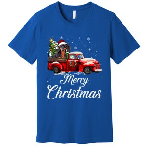 Dachshund Dog Riding Red Truck Christmas Decorations Pajama Gift Premium T-Shirt