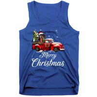 Dachshund Dog Riding Red Truck Christmas Decorations Pajama Gift Tank Top