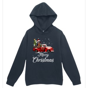 Dachshund Dog Riding Red Truck Christmas Decorations Pajama Gift Urban Pullover Hoodie