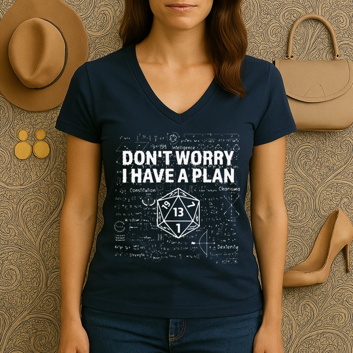 D.20 Dice Roll 1 Funny Dungeon Gamer Critical Fail Dragon Women's V-Neck T-Shirt