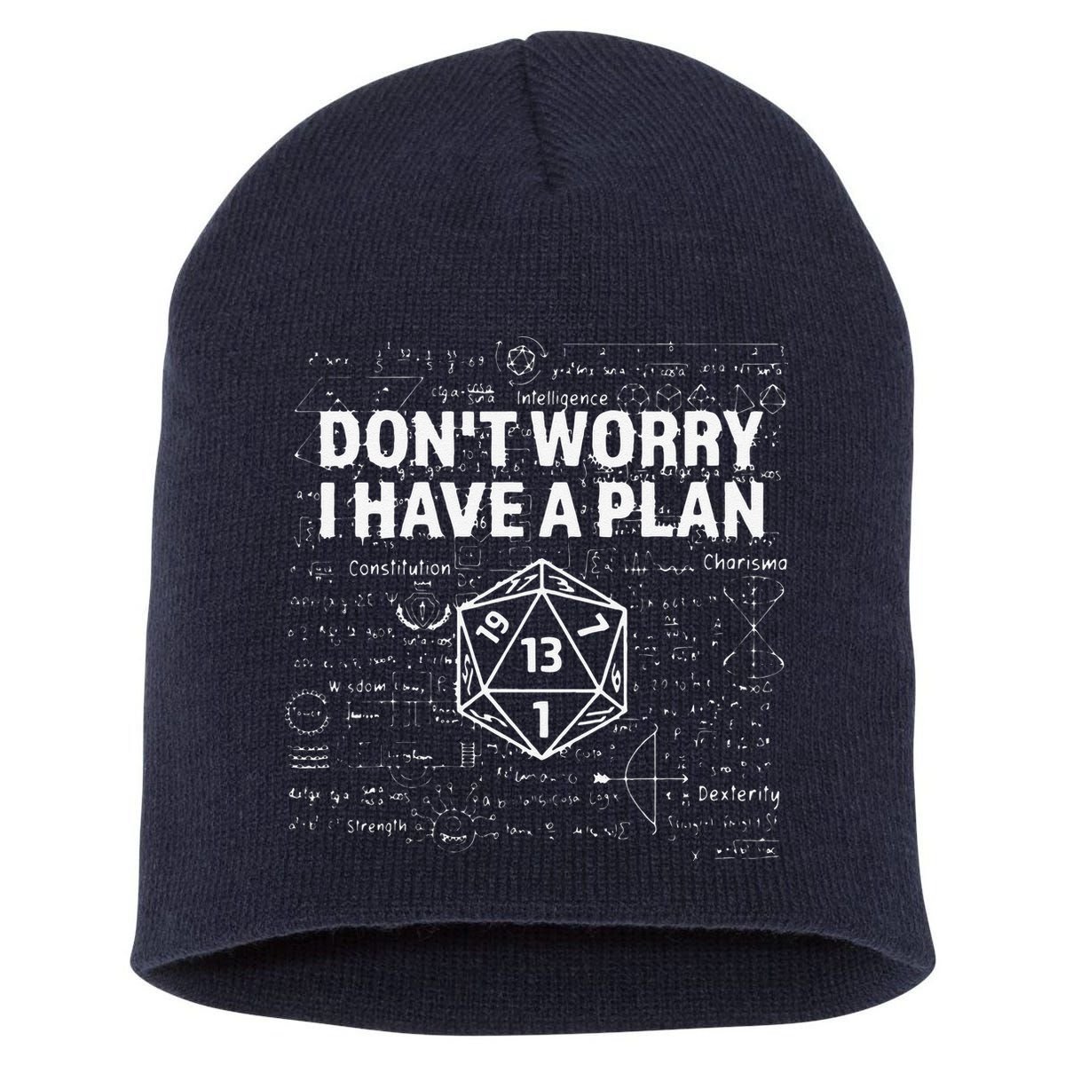 D.20 Dice Roll 1 Funny Dungeon Gamer Critical Fail Dragon Short Acrylic Beanie