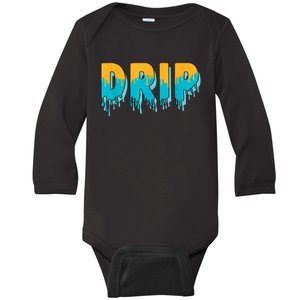 Drip Dripping Retro Aqua 5s Matching Baby Long Sleeve Bodysuit