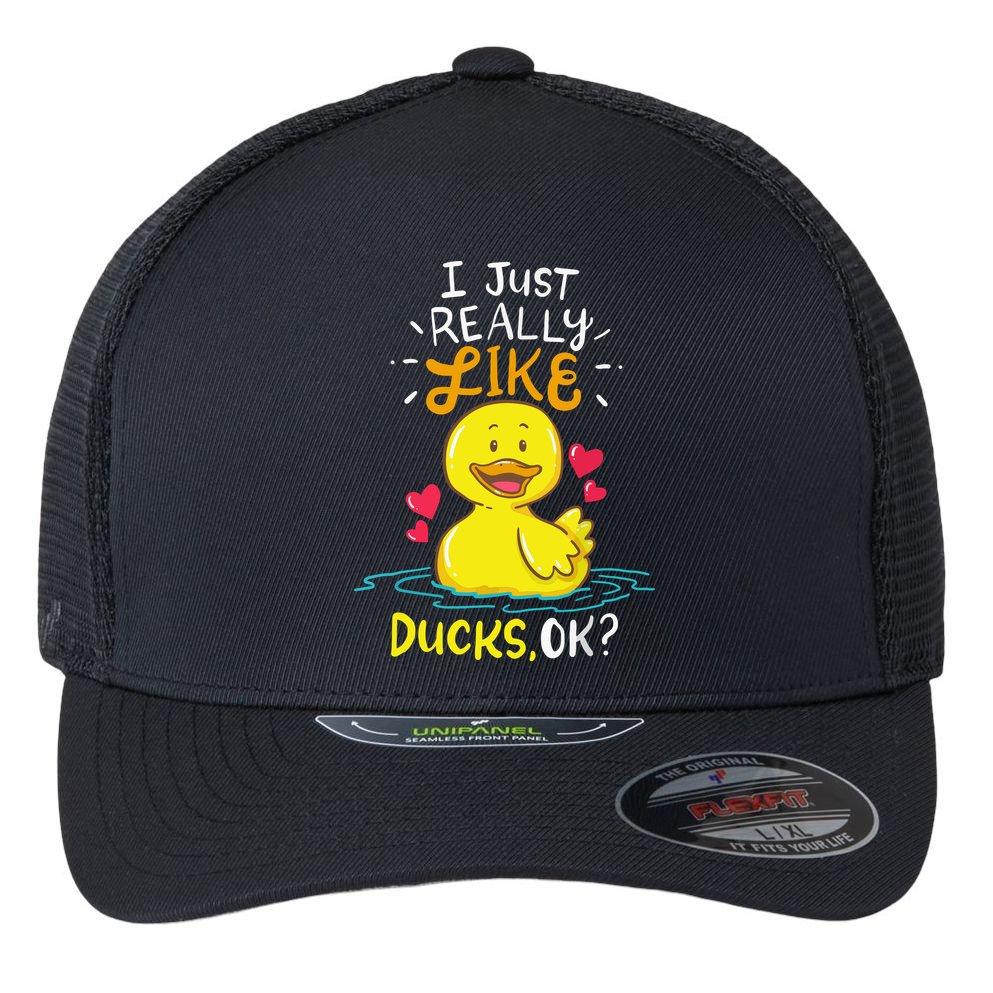 Duck Ducks Rubber Flexfit Unipanel Trucker Cap