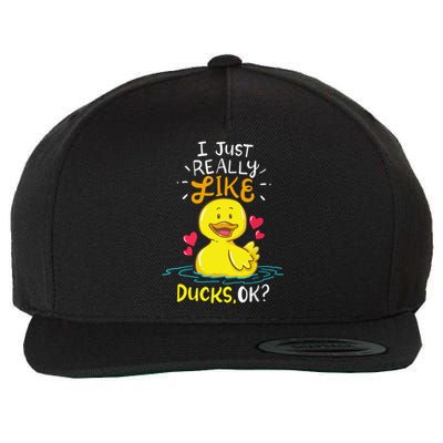 Duck Ducks Rubber Wool Snapback Cap