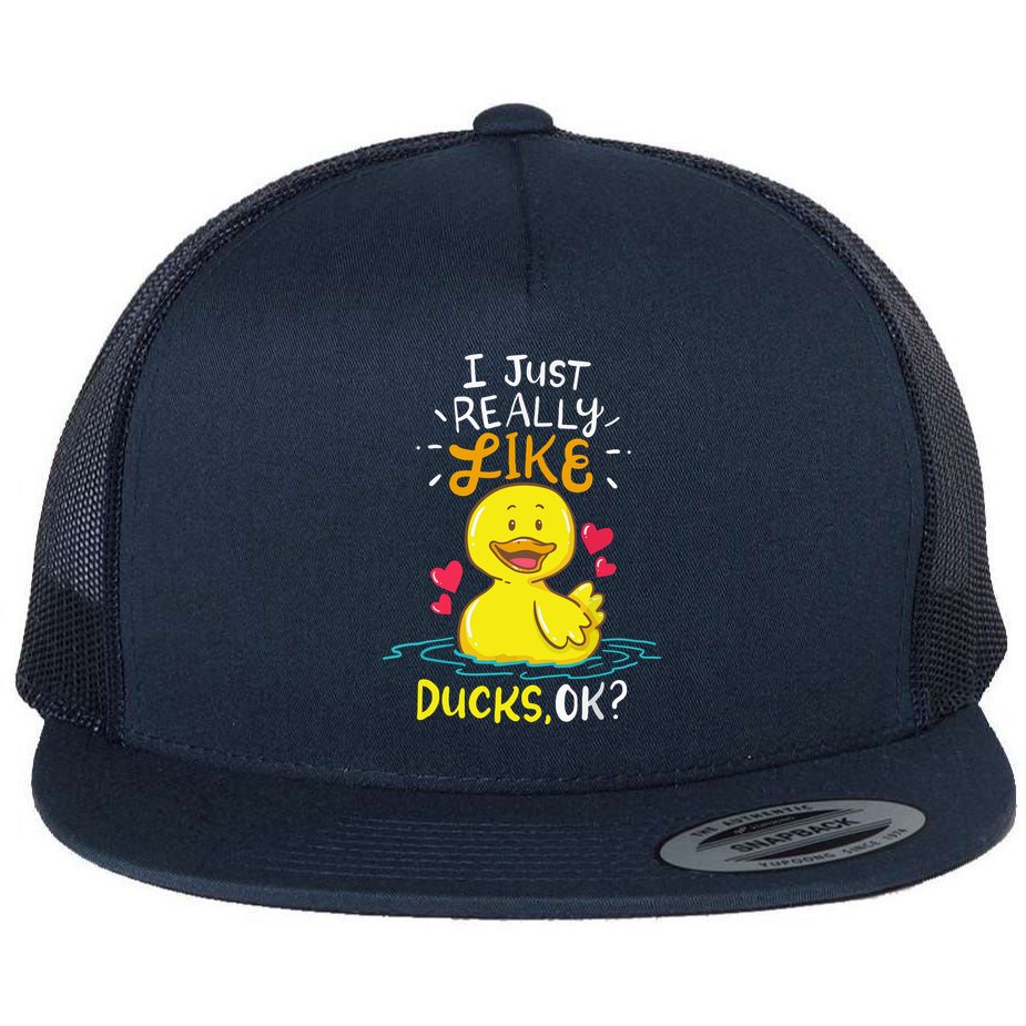 Duck Ducks Rubber Flat Bill Trucker Hat
