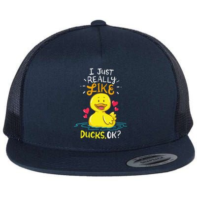 Duck Ducks Rubber Flat Bill Trucker Hat