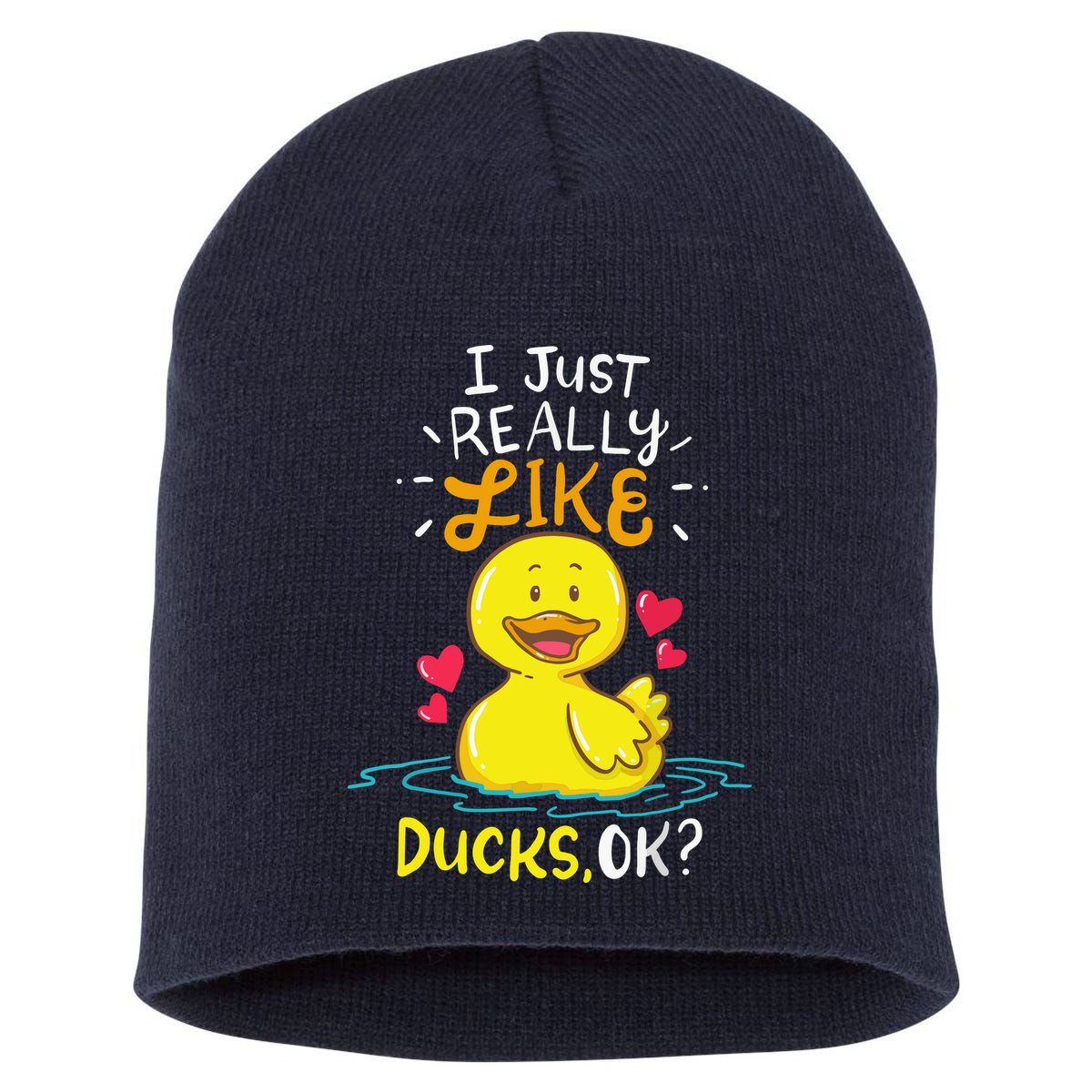 Duck Ducks Rubber Short Acrylic Beanie