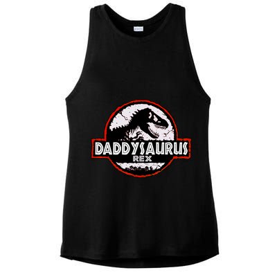 Dinosaur Daddysaurus Rex Father Day For Dad Funny Gifts Idea Ladies PosiCharge Tri-Blend Wicking Tank