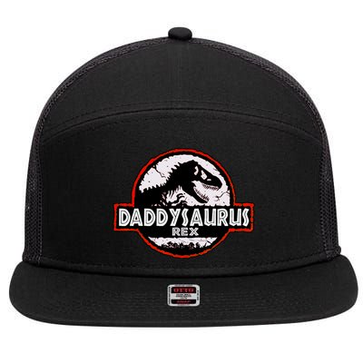 Dinosaur Daddysaurus Rex Father Day For Dad Funny Gifts Idea 7 Panel Mesh Trucker Snapback Hat