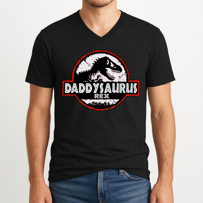 Dinosaur Daddysaurus Rex Father Day For Dad Funny Gifts Idea V-Neck T-Shirt