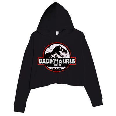 Dinosaur Daddysaurus Rex Father Day For Dad Funny Gifts Idea Crop Fleece Hoodie