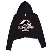 Dinosaur Daddysaurus Rex Father Day For Dad Funny Gifts Idea Crop Fleece Hoodie