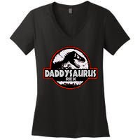 Dinosaur Daddysaurus Rex Father Day For Dad Funny Gifts Idea Women's V-Neck T-Shirt