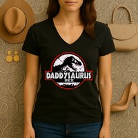 Dinosaur Daddysaurus Rex Father Day For Dad Funny Gifts Idea Women's V-Neck T-Shirt