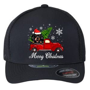 Dachshund Dog Riding Red Truck Christmas Decorations Pajama Gift Flexfit Unipanel Trucker Cap