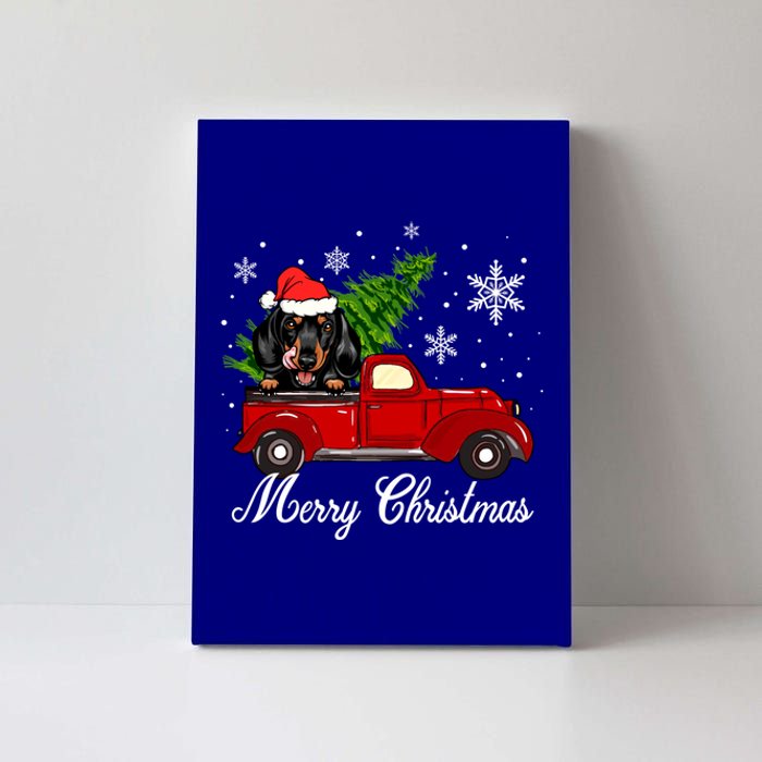 Dachshund Dog Riding Red Truck Christmas Decorations Pajama Gift Canvas