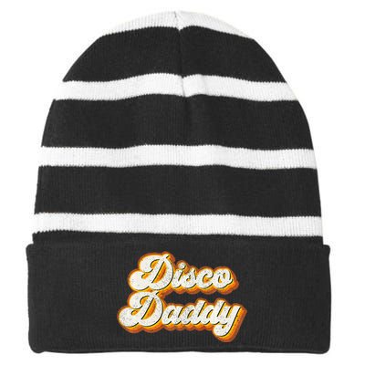 Disco Daddy Retro Matching 60S 70s Party Costume Dad Striped Beanie with Solid Band