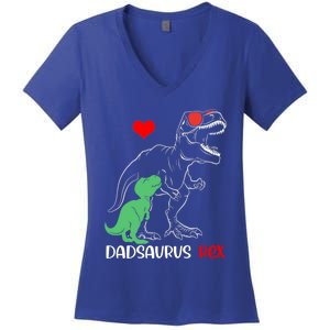 Dadsaurus Daddy Rex Autism Awareness Proud Dad Gift Women's V-Neck T-Shirt