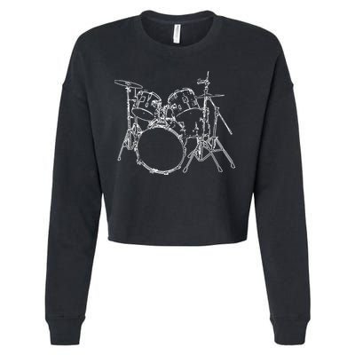 Drums Cropped Pullover Crew