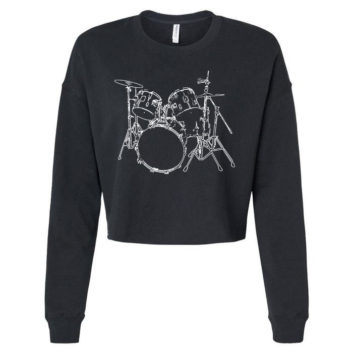 Drums Cropped Pullover Crew