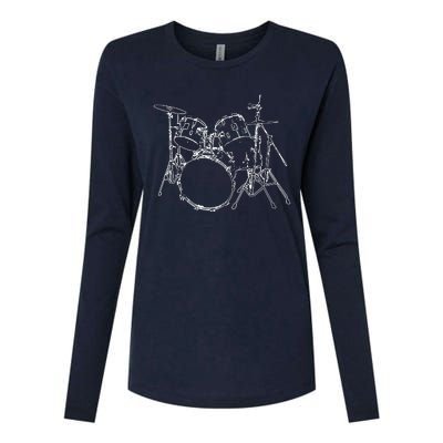 Drums Womens Cotton Relaxed Long Sleeve T-Shirt