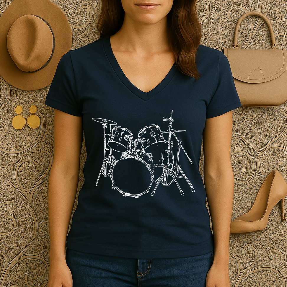 Drums Women's V-Neck T-Shirt