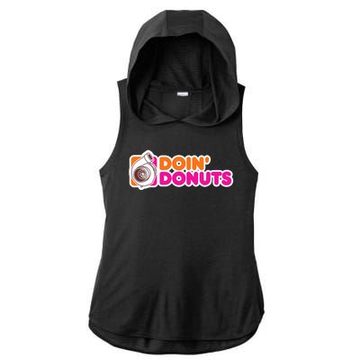 Doin Donuts Racing Fast Car Ladies PosiCharge Tri-Blend Wicking Draft Hoodie Tank