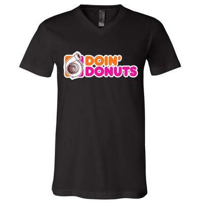 Doin Donuts Racing Fast Car V-Neck T-Shirt