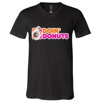 Doin Donuts Racing Fast Car V-Neck T-Shirt