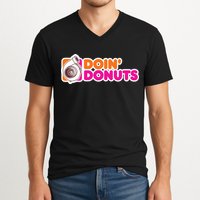 Doin Donuts Racing Fast Car V-Neck T-Shirt