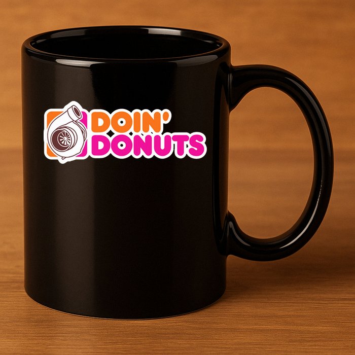 Doin Donuts Racing Fast Car 11oz C Handle Ceramic Mug