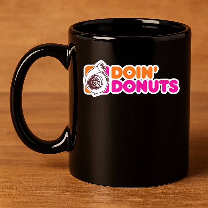 Doin Donuts Racing Fast Car 11oz C Handle Ceramic Mug