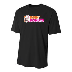 Doin Donuts Racing Fast Car Youth Performance Sprint T-Shirt