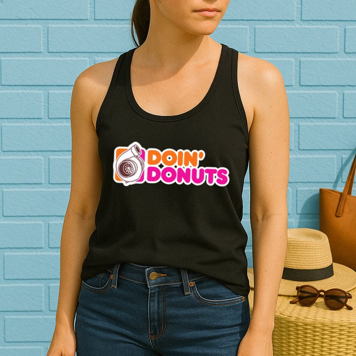 Doin Donuts Racing Fast Car Womens Tank Top
