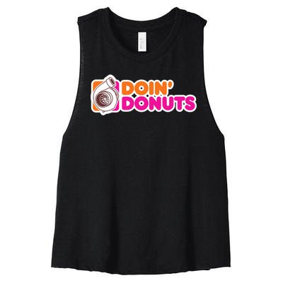 Doin Donuts Racing Fast Car Women's Racerback Cropped Tank