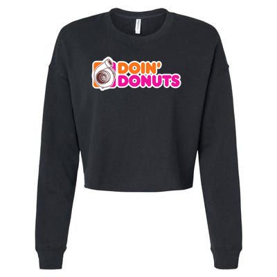 Doin Donuts Racing Fast Car Cropped Pullover Crew