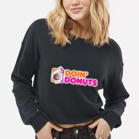 Doin Donuts Racing Fast Car Cropped Pullover Crew
