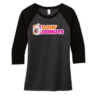 Doin Donuts Racing Fast Car Women's Tri-Blend 3/4-Sleeve Raglan Shirt